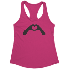 Load image into Gallery viewer, Heart-Shaped_Hands_Tank_Top_-_Black_Prin_Raspberry_Mockup.png_15368179