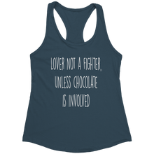 Load image into Gallery viewer, Lover_Not_a_Fighter_T-Shirt_-_White_Text_Indigo_Mockup.png_15369374