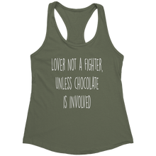 Load image into Gallery viewer, Lover_Not_a_Fighter_T-Shirt_-_White_Text_Military_Green_Mockup.png_15369378