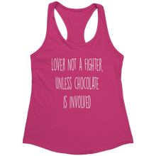 Load image into Gallery viewer, Lover_Not_a_Fighter_T-Shirt_-_White_Text_Raspberry_Mockup.png_15369381