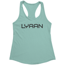 Load image into Gallery viewer, Lyran_Tank_Top_-_Black_Text_for_Women_-__Mint_Mockup.png_15369919