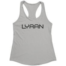 Load image into Gallery viewer, Lyran_Tank_Top_-_Black_Text_for_Women_-__Silver_Mockup.png_15369921