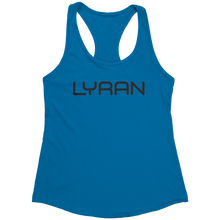 Load image into Gallery viewer, Lyran_Tank_Top_-_Black_Text_for_Women_-__Turquoise_Mockup.png_15369922