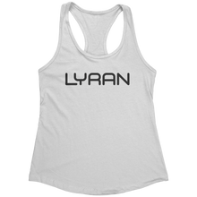 Load image into Gallery viewer, Lyran_Tank_Top_-_Black_Text_for_Women_-__White_Mockup.png_15369923