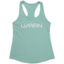 Load image into Gallery viewer, Lyran_Tank_Top_-_White_Text_for_Women_-__Mint_Mockup.png_15369942