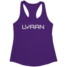 Load image into Gallery viewer, Lyran_Tank_Top_-_White_Text_for_Women_-__Purple_Rush_Mockup.png_15369943