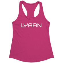 Load image into Gallery viewer, Lyran_Tank_Top_-_White_Text_for_Women_-__Raspberry_Mockup.png_15369944