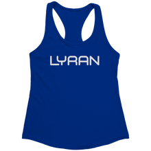 Load image into Gallery viewer, Lyran_Tank_Top_-_White_Text_for_Women_-__Royal_Mockup.png_15369945