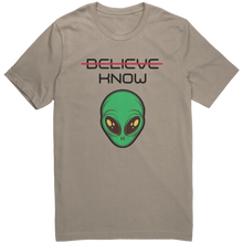 Load image into Gallery viewer, Mens_Alien_Shirt_-_Believe_Know_-_Blac_Tan_Mockup.png_15364484