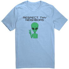 Load image into Gallery viewer, Mens_Alien_T-Shirt_-_Respect_Thy_Neighb_Baby_Blue_Mockup.png_15365181