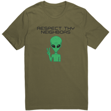 Load image into Gallery viewer, Mens_Alien_T-Shirt_-_Respect_Thy_Neighb_Military_Green_Mockup.png_15365182