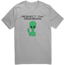 Load image into Gallery viewer, Mens_Alien_T-Shirt_-_Respect_Thy_Neighb_Silver_Mockup.png_15365183