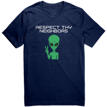 Load image into Gallery viewer, Mens_Alien_T-Shirt_Respect_They_Neighbo_Navy_Mockup.png_15365201