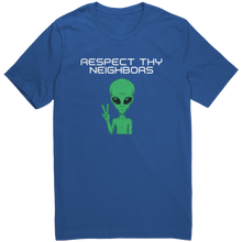 Load image into Gallery viewer, Mens_Alien_T-Shirt_Respect_They_Neighbo_True_Royal_Mockup.png_15365205