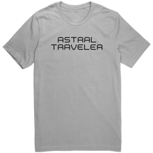Load image into Gallery viewer, Mens_Astral_Traveler_T-Shirt_Black_Text_Silver_Mockup.png_15364437