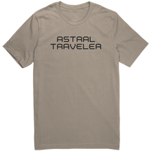 Load image into Gallery viewer, Mens_Astral_Traveler_T-Shirt_Black_Text_Tan_Mockup.png_15364439
