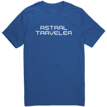 Load image into Gallery viewer, Mens_Astral_Traveler_T-Shirt_White_Text_True_Royal_Mockup.png_15364468