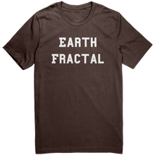 Load image into Gallery viewer, Mens_Earth_Fractal_T-Shirt_White_Text_-_Brown_Mockup.png_15364516