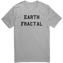 Load image into Gallery viewer, Mens_Earth_Fractal_T-Shirt_White_Text_-_Silver_Mockup.png_15364508