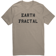 Load image into Gallery viewer, Mens_Earth_Fractal_T-Shirt_White_Text_-_Tan_Mockup.png_15364510