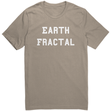 Load image into Gallery viewer, Mens_Earth_Fractal_T-Shirt_White_Text_-_Tan_Mockup.png_15364521