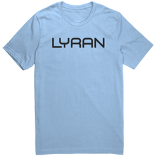 Load image into Gallery viewer, Mens_Lyran_T-Shirt_Black_Text_-_New_Baby_Blue_Mockup.png_15367395
