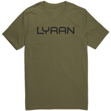 Load image into Gallery viewer, Mens_Lyran_T-Shirt_Black_Text_-_New_Military_Green_Mockup.png_15367396