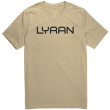 Load image into Gallery viewer, Mens_Lyran_T-Shirt_Black_Text_-_New_Soft_Cream_Mockup.png_15367398