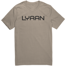 Load image into Gallery viewer, Mens_Lyran_T-Shirt_Black_Text_-_New_Tan_Mockup.png_15367399