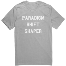 Load image into Gallery viewer, Mens_Paradigm_Shift_Shaper_T-Shirt_Whit_Silver_Mockup.png_15364732