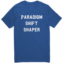 Load image into Gallery viewer, Mens_Paradigm_Shift_Shaper_T-Shirt_Whit_True_Royal_Mockup.png_15364735
