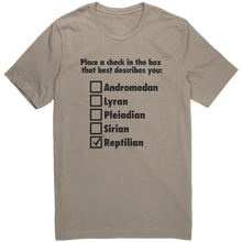 Load image into Gallery viewer, Mens_Reptialian_T-Shirt_Black_Text_-_Ne_Tan_Mockup.png_15365112