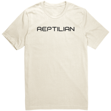Load image into Gallery viewer, Mens_Reptilian_T-Shirt_Black_Text_-_New_Natural_Front_Mockup.png_15367467