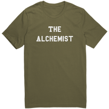 Load image into Gallery viewer, Mens_The_Alchemist_Shirt_-_White_Text_-_Military_Green_Mockup.png_15367350