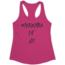 Load image into Gallery viewer, Merkaba_Lit_AF_-_Black_Text_for_Women_-__Raspberry_Mockup.png_15369445