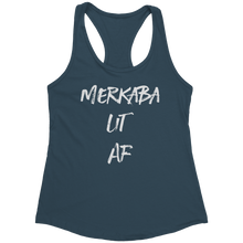 Load image into Gallery viewer, Merkaba_Lit_AF_Tank_Top_-_White_Text_for_Indigo_Mockup.png_15369471