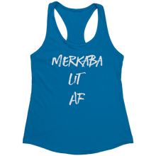 Load image into Gallery viewer, Merkaba_Lit_AF_Tank_Top_-_White_Text_for_Turquoise_Mockup.png_15369481