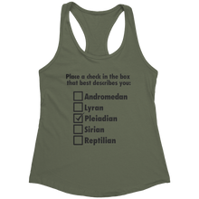 Load image into Gallery viewer, Pleiadian_Check_the_Box_-_Black_Text_for_Military_Green_Mockup.png_15370495