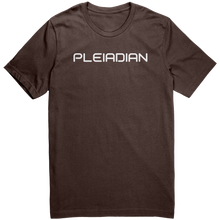 Load image into Gallery viewer, Pleiadian_Mens_T-Shirt_White_Text_-_New_Brown_Mockup.png_15367432