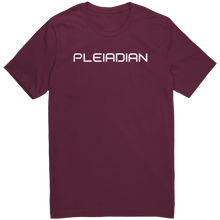 Load image into Gallery viewer, Pleiadian_Mens_T-Shirt_White_Text_-_New_Maroon_Mockup.png_15367434