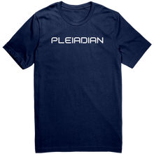 Load image into Gallery viewer, Pleiadian_Mens_T-Shirt_White_Text_-_New_Navy_Mockup.png_15367436