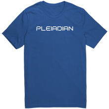 Load image into Gallery viewer, Pleiadian_Mens_T-Shirt_White_Text_-_New_True_Royal_Mockup.png_15367440