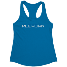 Load image into Gallery viewer, Pleiadian_Tank_Top_-_White_Text_for_Wome_Turquoise_Mockup.png_15370010