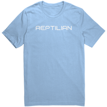 Load image into Gallery viewer, Reptilian_T-Shirt_-_White_Text_for_Men_-_Baby_Blue_Mockup.png_15367537