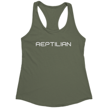 Load image into Gallery viewer, Reptilian_Tank_Top_-_White_Text_for_Wome_Military_Green_Mockup.png_15370174