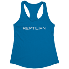 Load image into Gallery viewer, Reptilian_Tank_Top_-_White_Text_for_Wome_Turquoise_Mockup.png_15370180