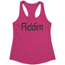 Load image into Gallery viewer, Riddim_Tank_Top_-_Black_Text_for_Women_-_Raspberry_Mockup.png_15369699
