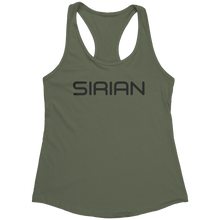Load image into Gallery viewer, Sirian_Tank_Top_-_Black_Text_for_Women_-_Military_Green_Mockup.png_15370055