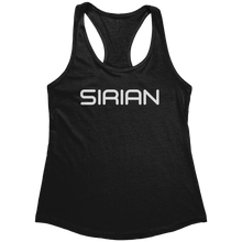 Load image into Gallery viewer, Sirian_Tank_Top_-_White_Text_for_Women_-_Black_Mockup.png_15370088