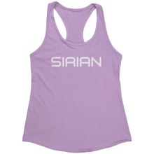 Load image into Gallery viewer, Sirian_Tank_Top_-_White_Text_for_Women_-_Lilac_Mockup.png_15370092